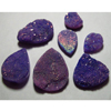7 pcs Nice Purple - Huge Size - 14x19 - 25x33 mm Diamond Sparkle COATTED - DRUZY - Mix Shape Cabochon